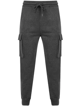Addison Multi-Pocket Cargo Style Cuffed Joggers in Charcoal Marl - Tokyo Laundry