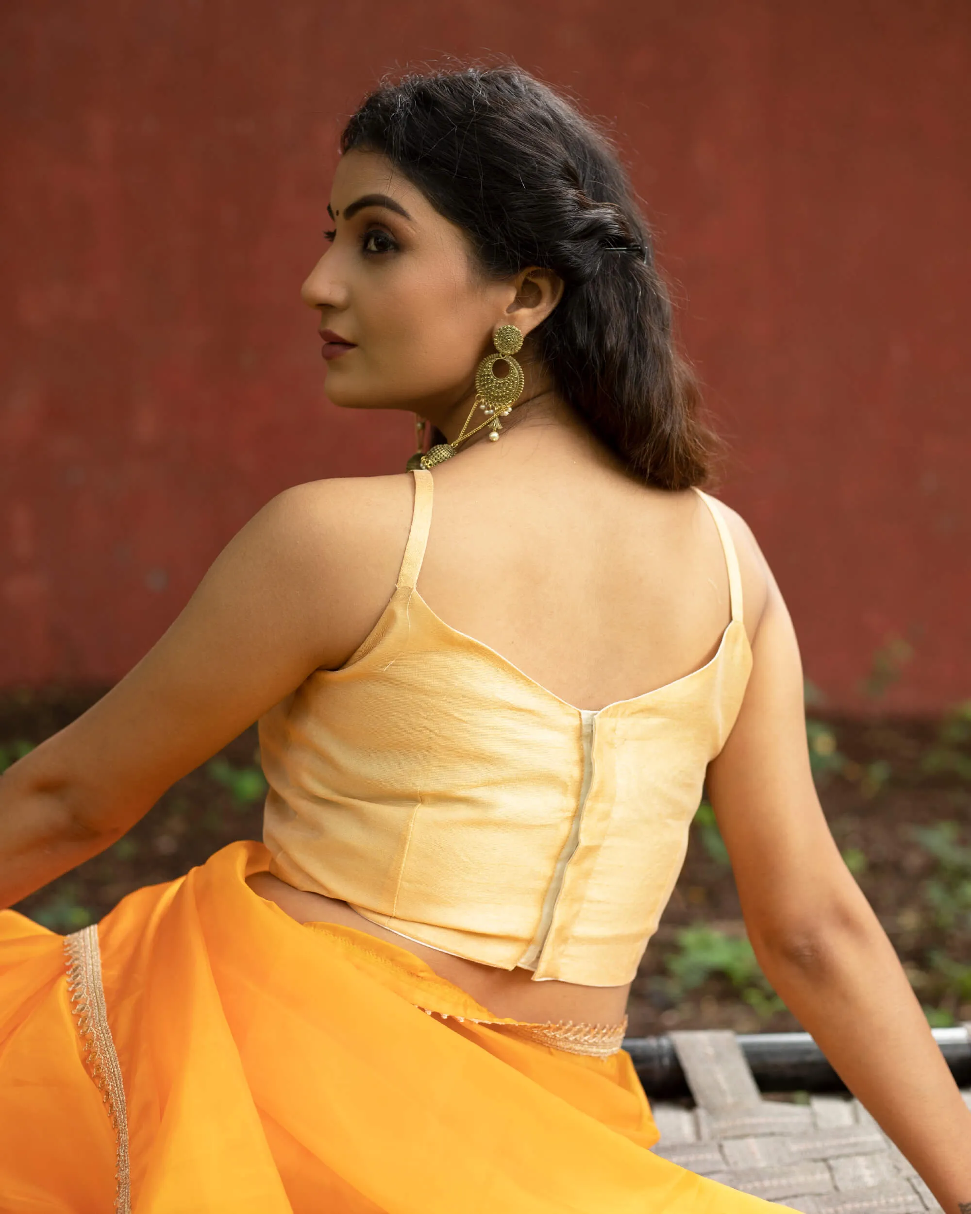 Beige  V Neck Strappy blouse