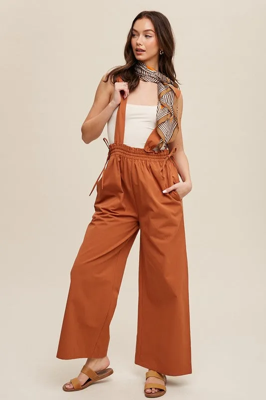 Butter Scotch Suspender Style Wide Leg Jumpsuit
