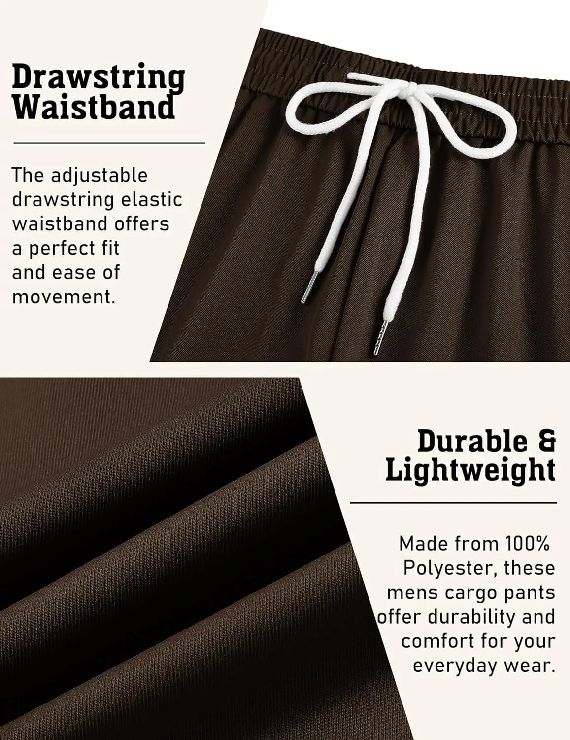COOFANDY Men's Cargo Joggers Drawstring Jogger Cargo Pants Fashion Tapered Pants with Multi Pockets