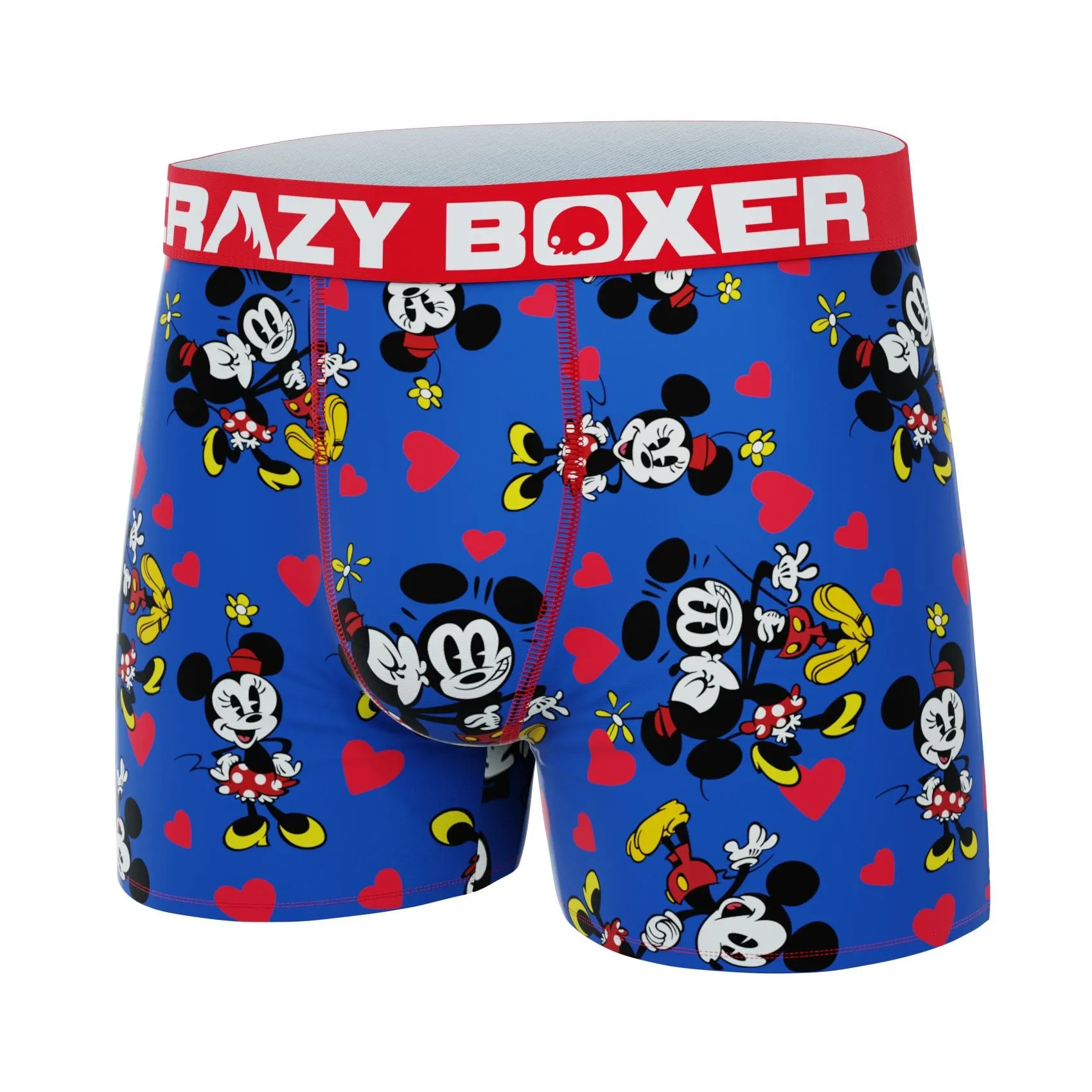 CRAZYBOXER Men's Disney Mickey Valentine Breathable Soft Boxer Briefs (Creative Packaging)