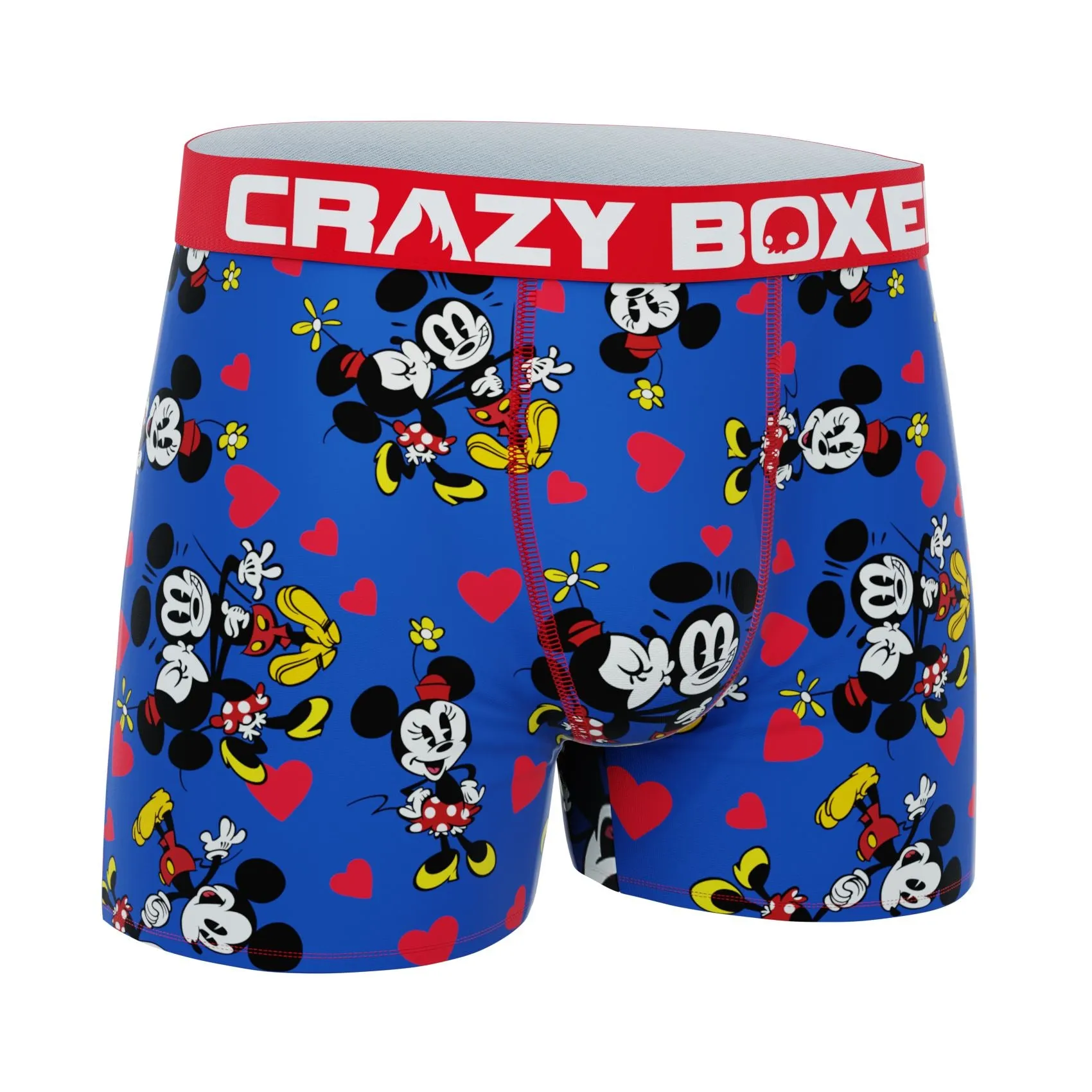 CRAZYBOXER Men's Disney Mickey Valentine Breathable Soft Boxer Briefs (Creative Packaging)