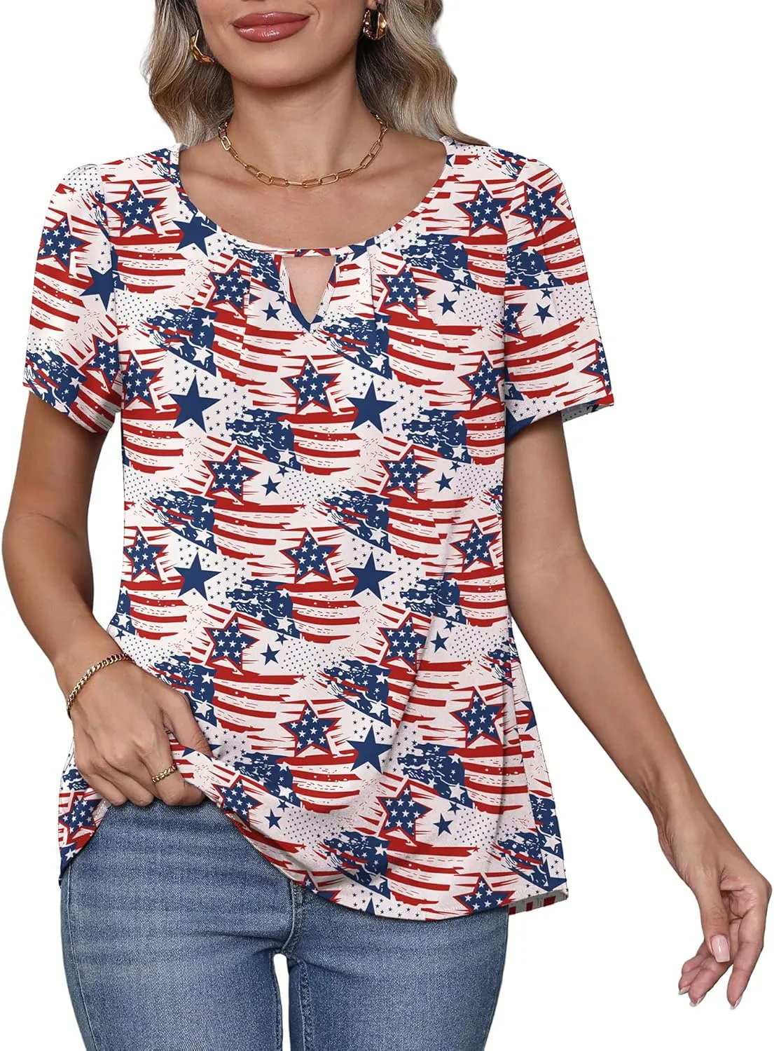 CZYINXIAN Women's Summer Casual Short Sleeve Blouse Dressy Round Neck Business Chiffon Top Shirt