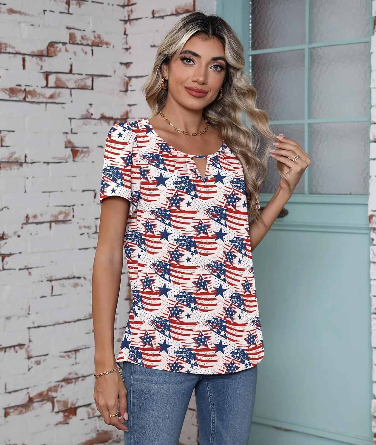 CZYINXIAN Women's Summer Casual Short Sleeve Blouse Dressy Round Neck Business Chiffon Top Shirt