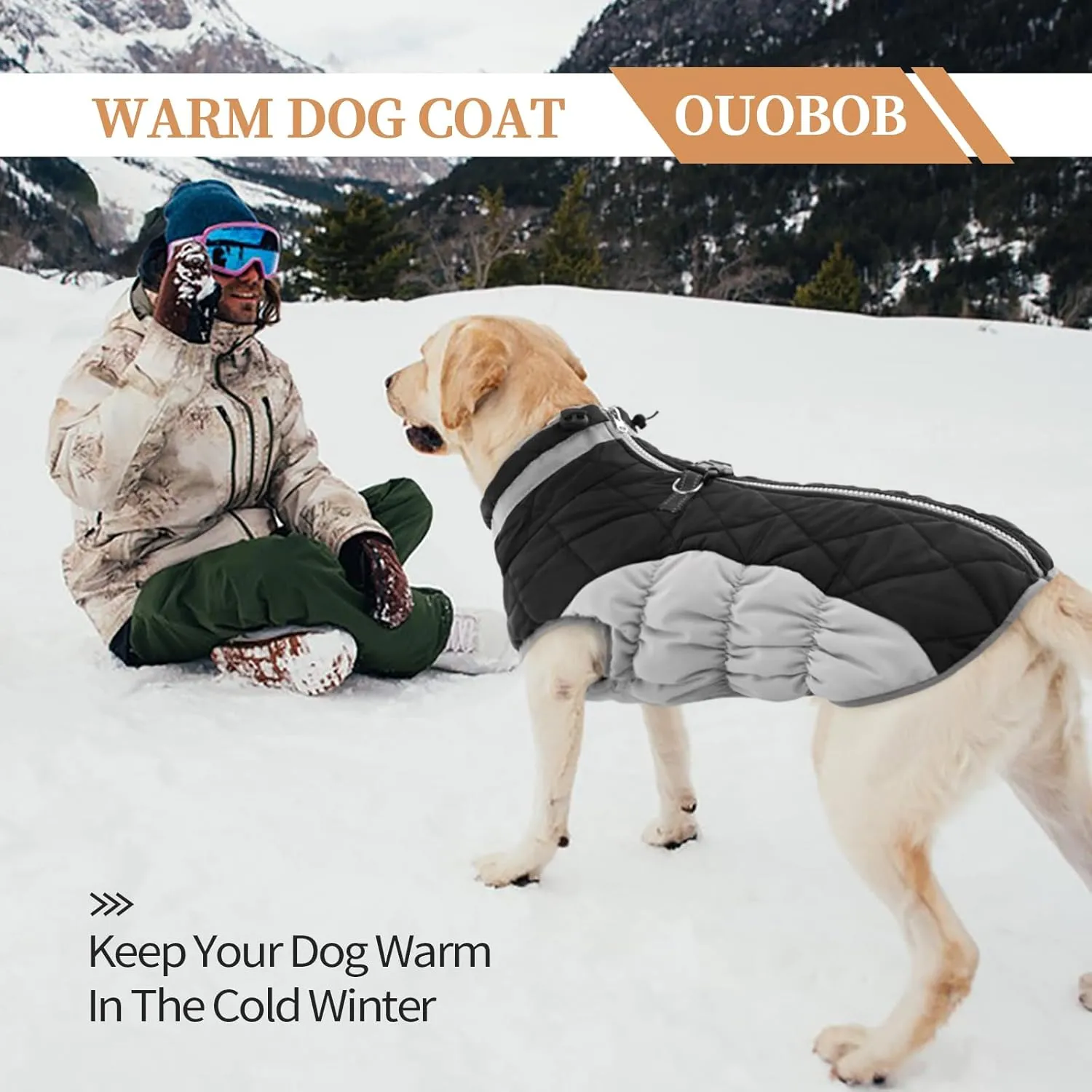 Dog Jackets for Medium Dogs,Medium Dog Coat,Warm Pet Winter Coat Zip Up Back,Waterproof Dogs Jacket with D-Ring,Pet Cold Weather Coats with Fleece Lined, Snowsuit Pug Boston Terrier,Black,M