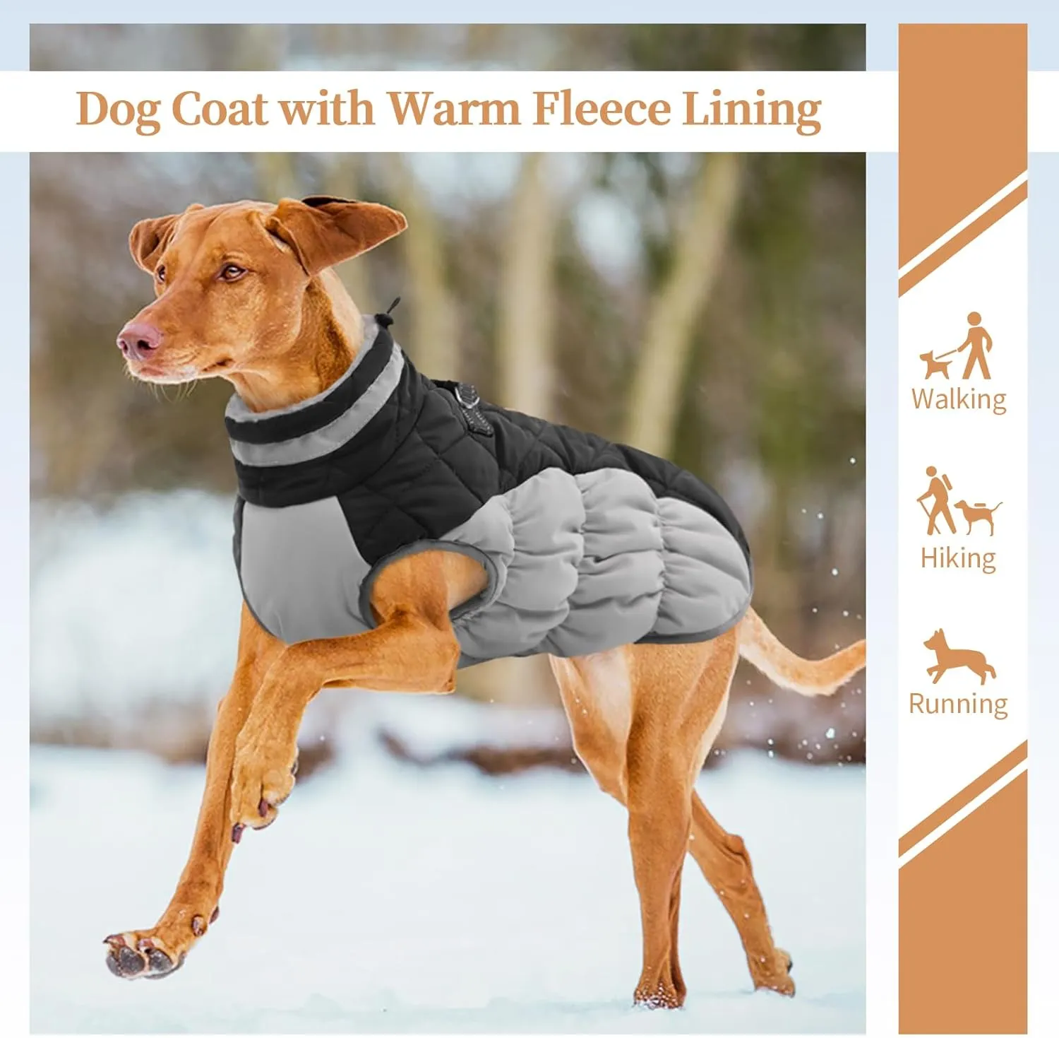 Dog Jackets for Medium Dogs,Medium Dog Coat,Warm Pet Winter Coat Zip Up Back,Waterproof Dogs Jacket with D-Ring,Pet Cold Weather Coats with Fleece Lined, Snowsuit Pug Boston Terrier,Black,M