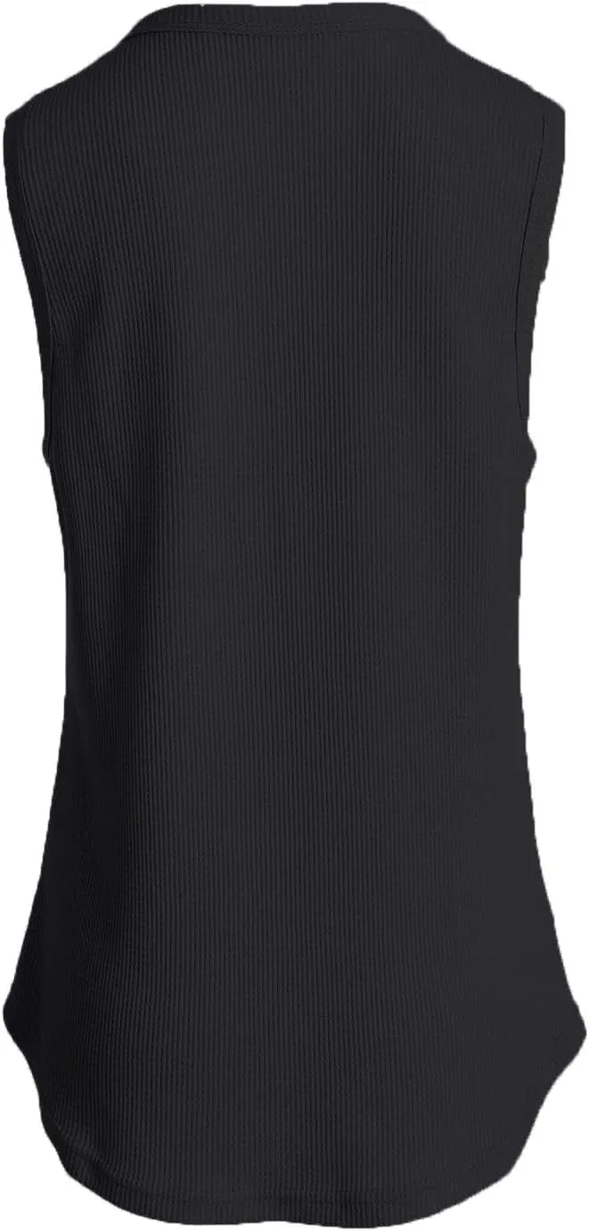 Famulily Women's Flowy Waffle Knit Tank Tops Loose Button Up V Neck Henley Shirts