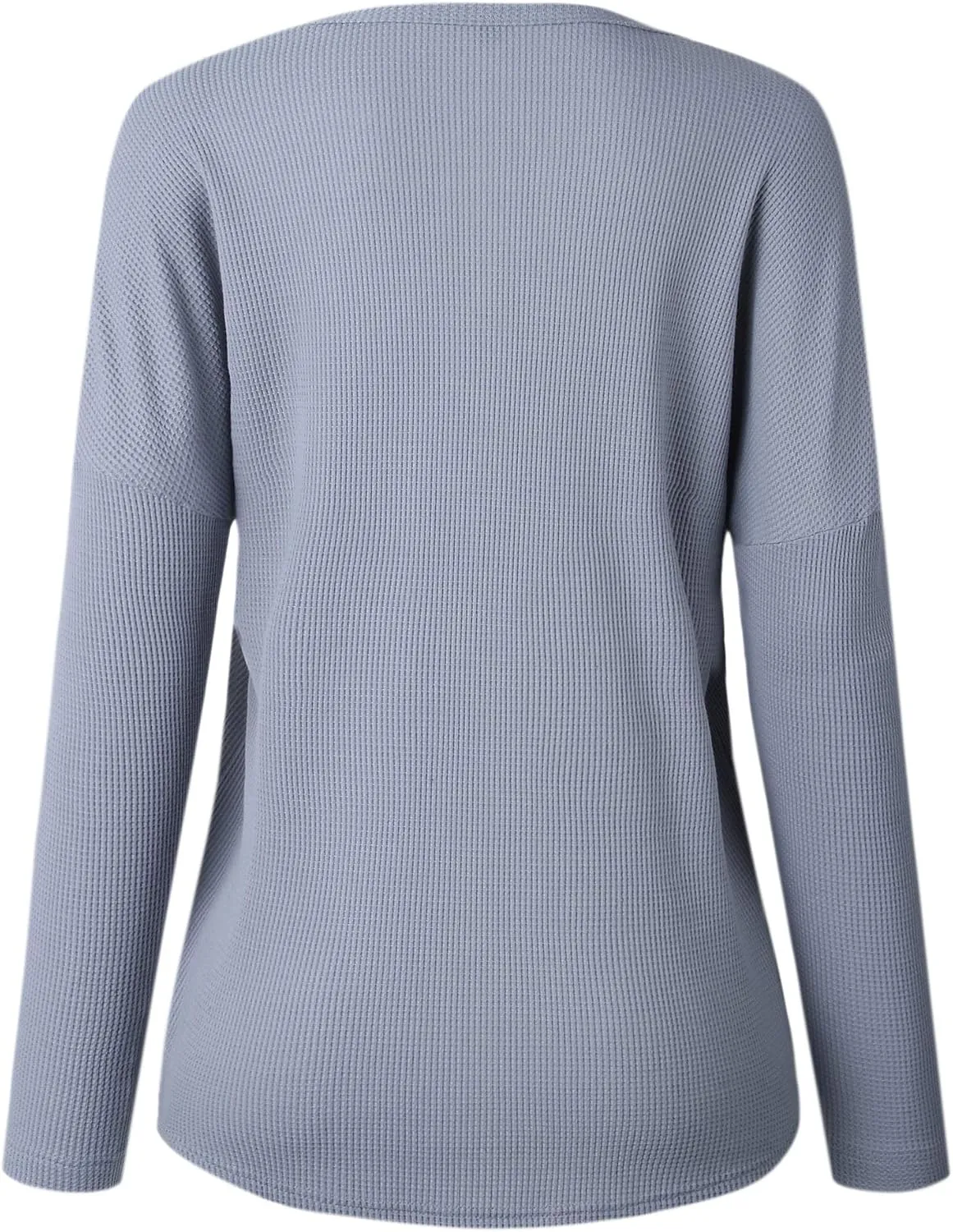 Famulily Women's Waffle Knit Tunic Tops Loose Long Sleeve Button Up V Neck Henley Shirts