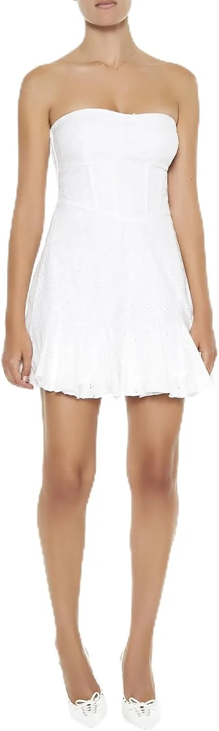 Forever 21 Women's Strapless Eyelet Corset Mini Dress