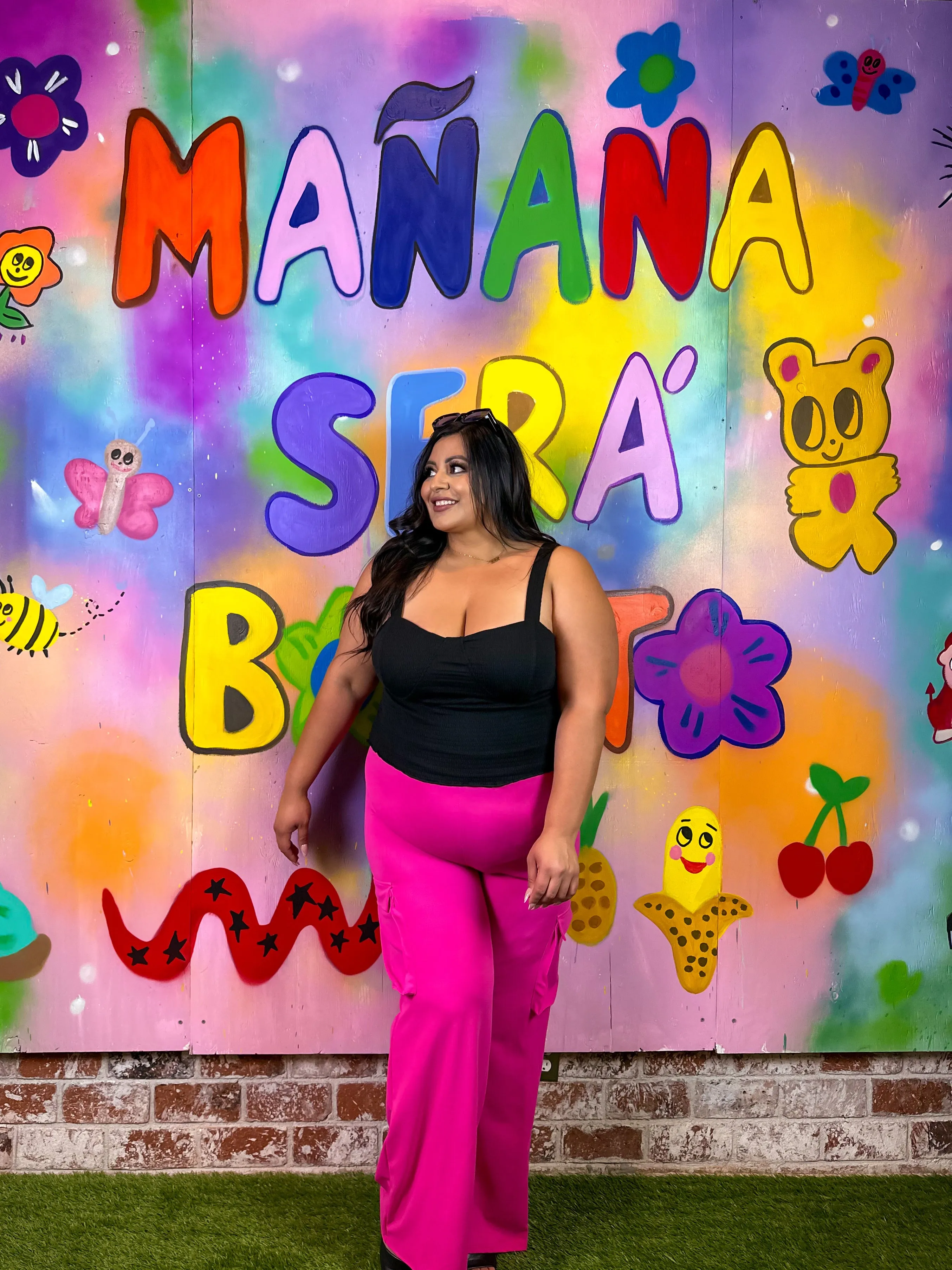 Julie Plus Pants(Black & Fuchsia)
