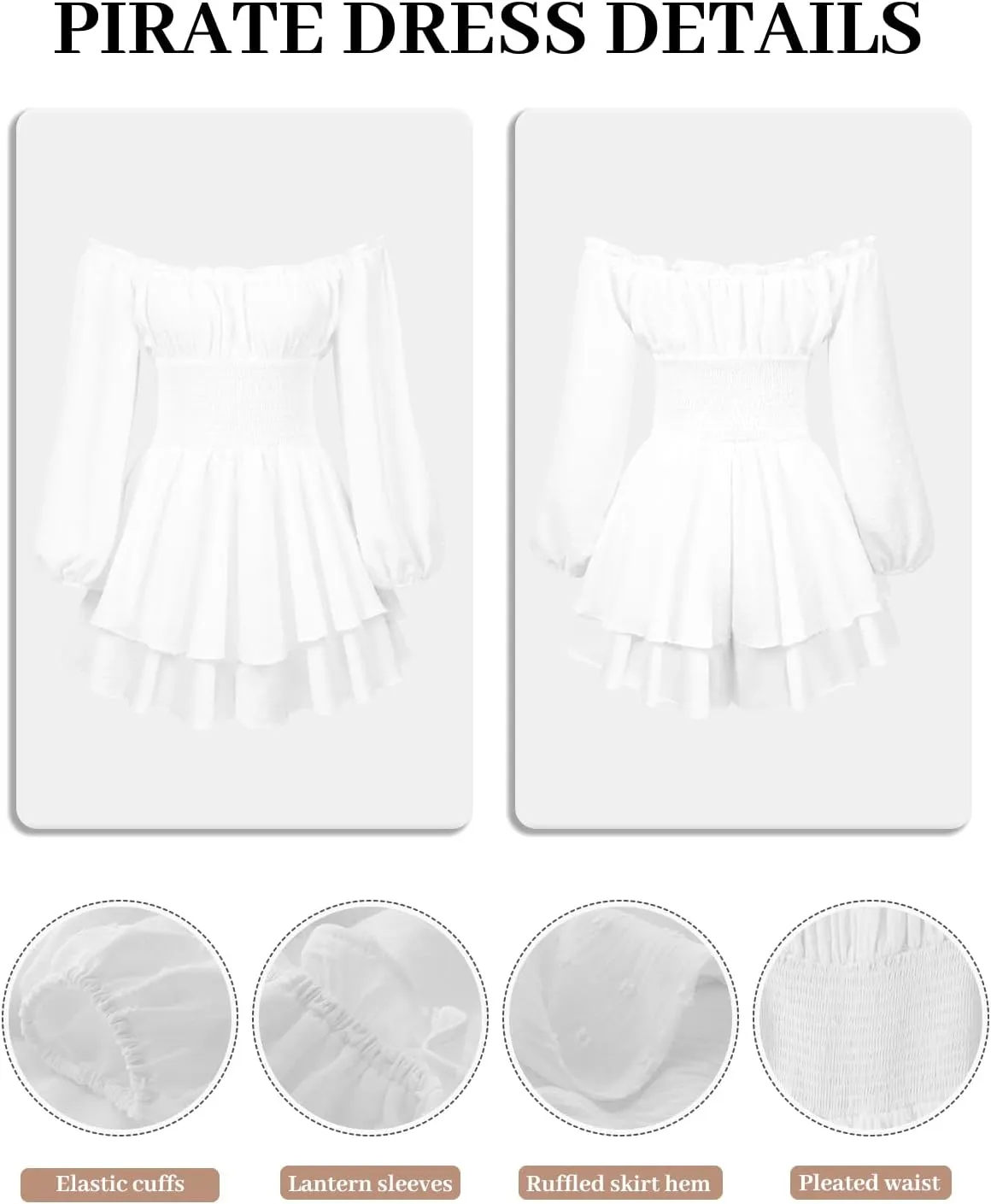 kasahara Pirate Costume Dress Women with Boned Underbust Waist Corset Bandana Pirate Sexy Costumes Accessories 5pcs