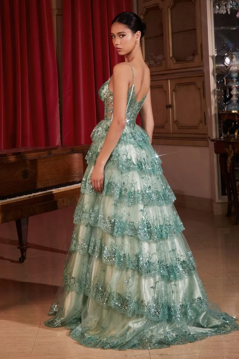 LAYERED SEQUIN BALL GOWN CDKV1108
