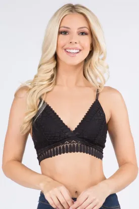 LONGLINE SILHOUETTE LACE BRALETTE (BLACK)