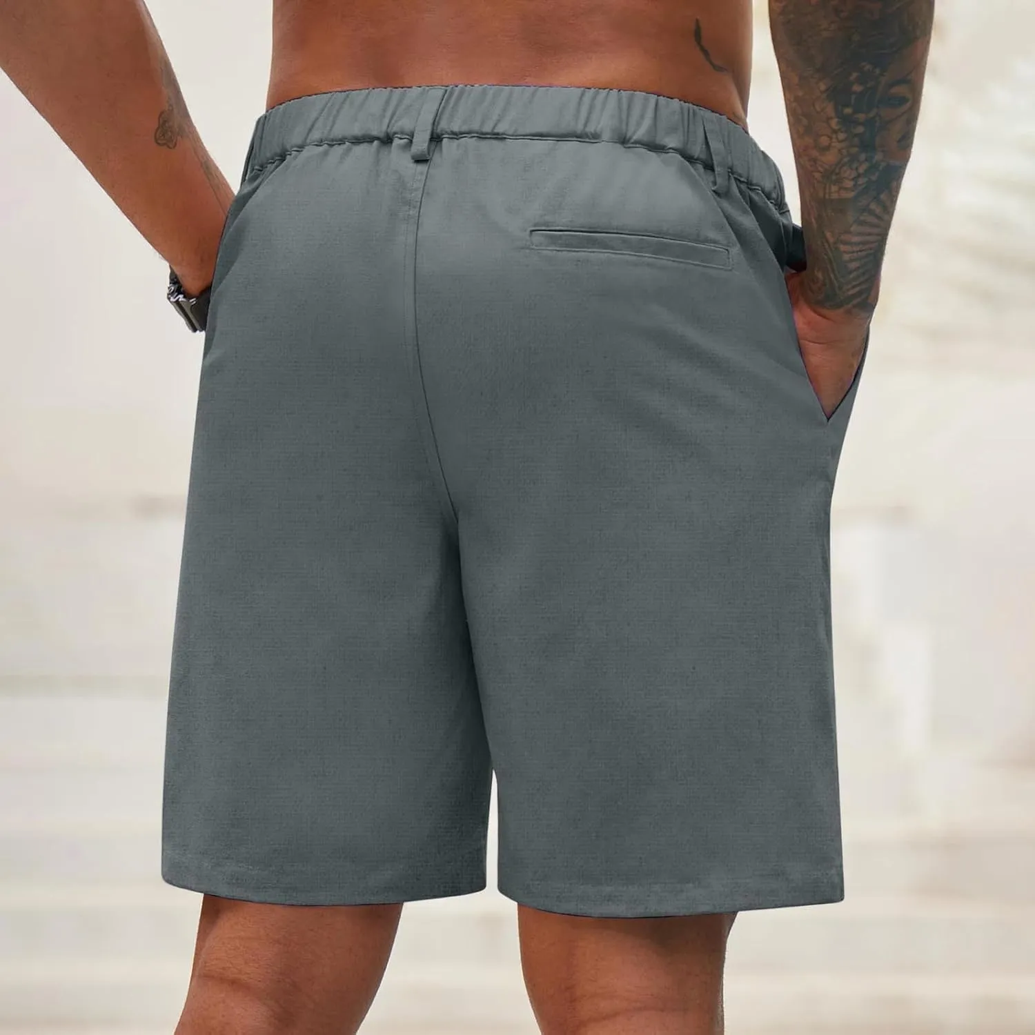 Men Cargo Shorts Summer Beach Sports Pants Casual Solid Lightweight Baggy Drawstring Athletic Pants with Pockets