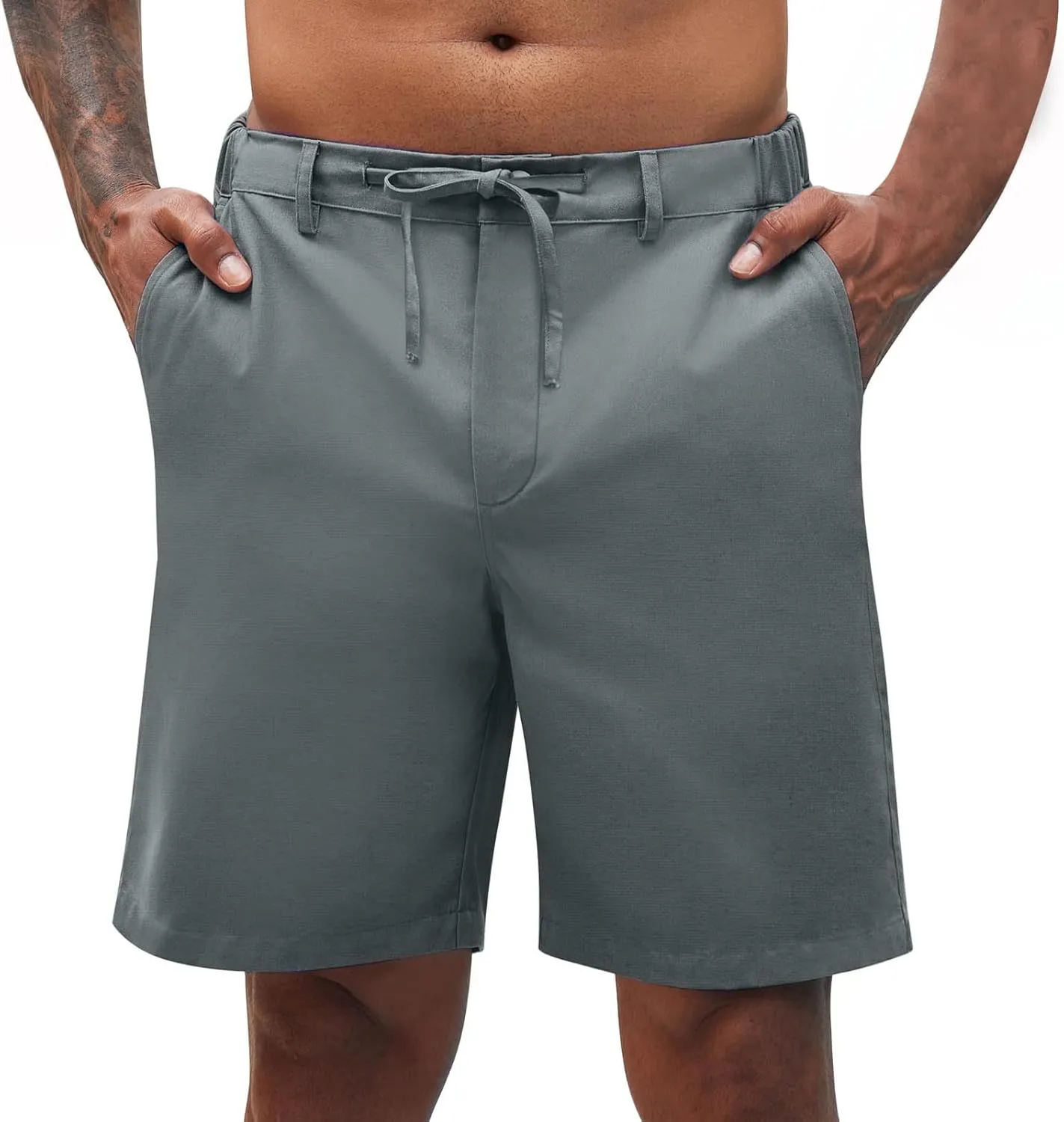 Men Cargo Shorts Summer Beach Sports Pants Casual Solid Lightweight Baggy Drawstring Athletic Pants with Pockets