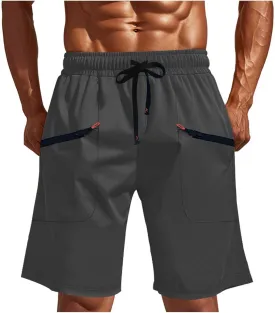 Mens Athletic Shorts Casual Loose Drawstring Solid Pants Fashion Lounge Elastic Waist Beach Summer Cargo Shorts