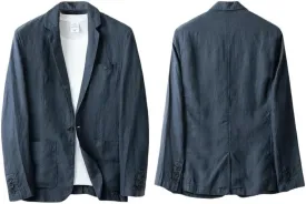 Men's Loose Fit Casual Linen Blazer Jacket One Button