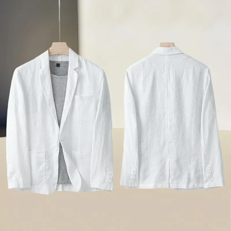 Men's Loose Fit Casual Linen Blazer Jacket One Button