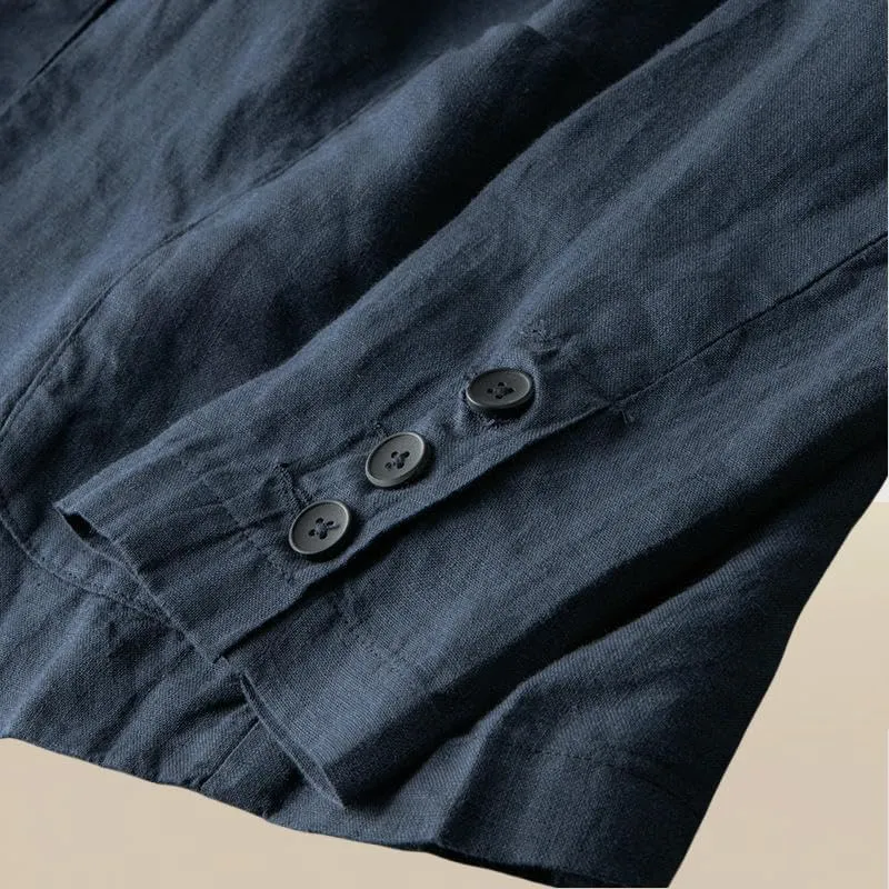 Men's Loose Fit Casual Linen Blazer Jacket One Button
