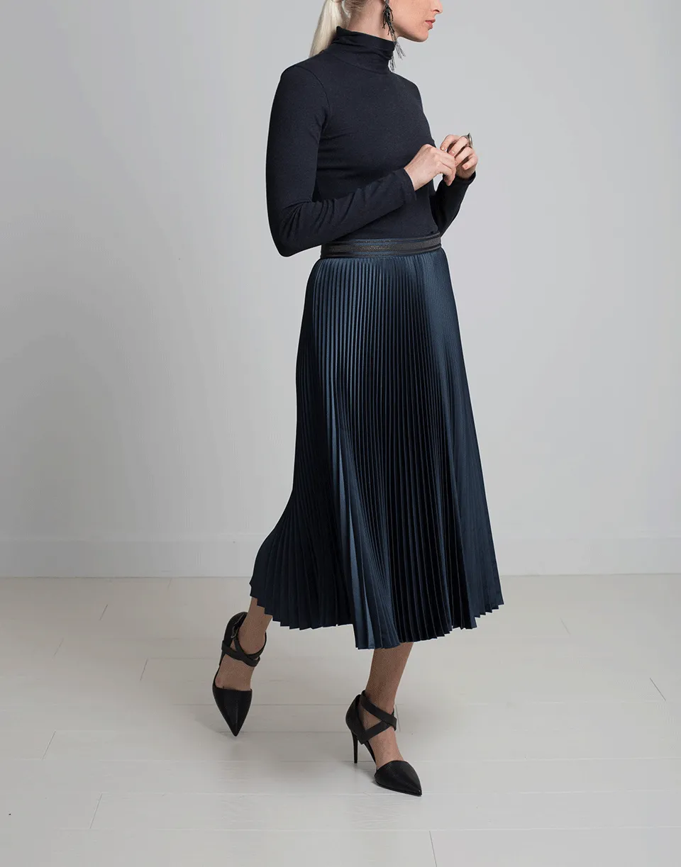 Metallic Pleated Skirt