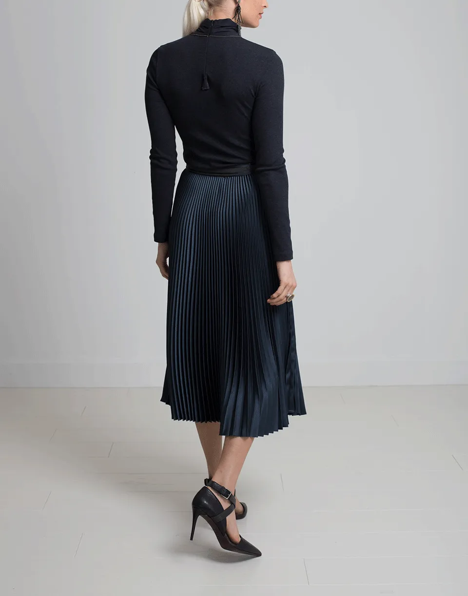Metallic Pleated Skirt