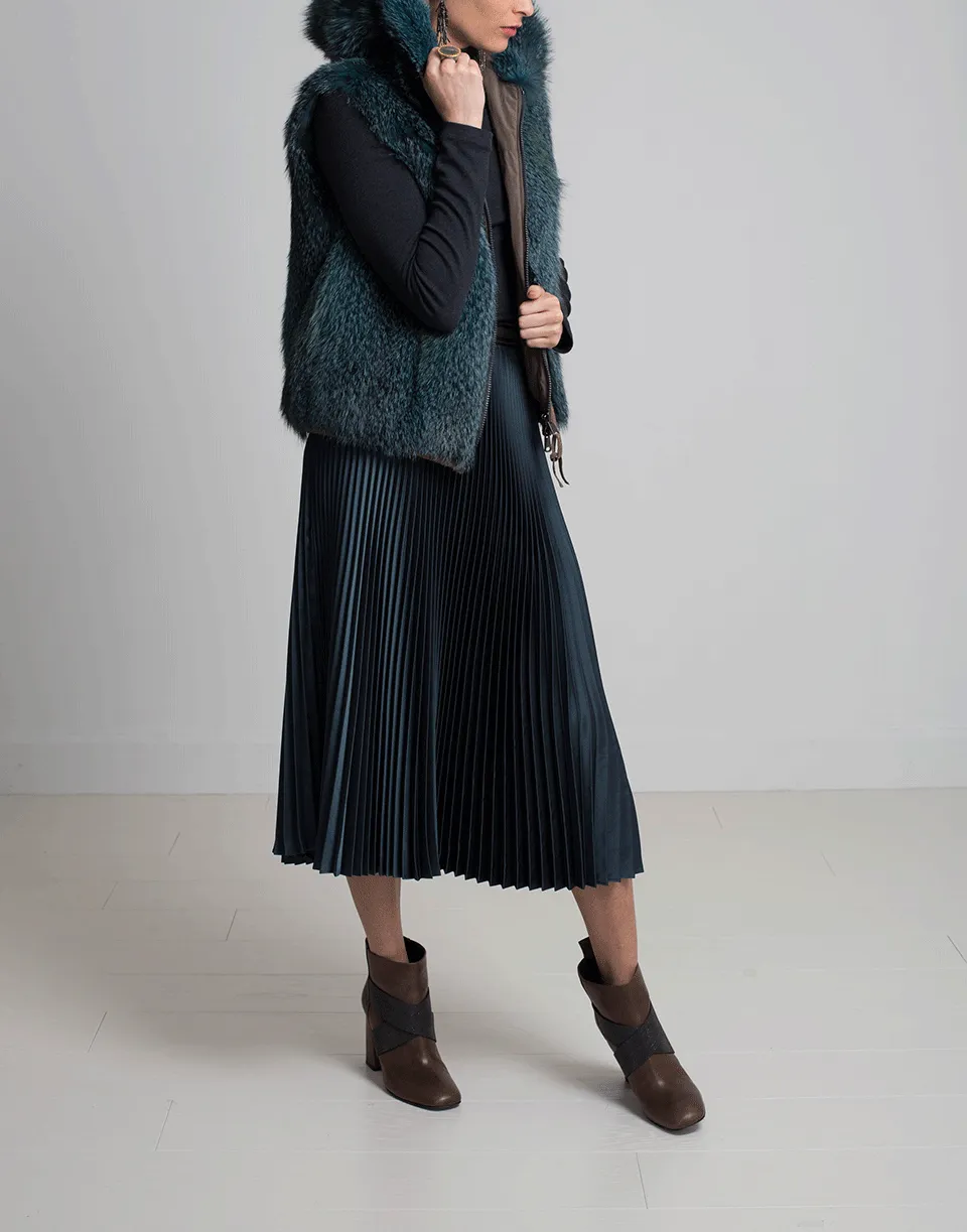 Metallic Pleated Skirt