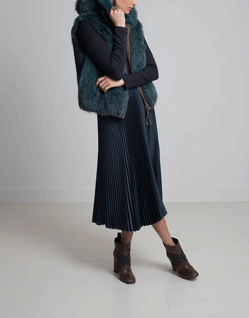 Metallic Pleated Skirt