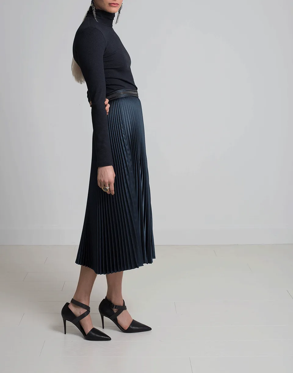 Metallic Pleated Skirt
