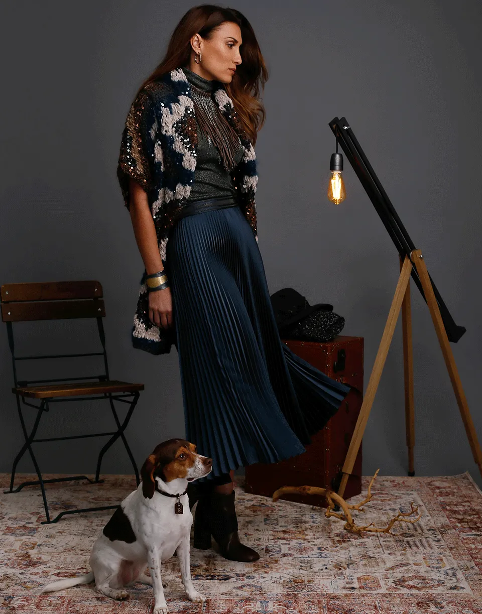 Metallic Pleated Skirt
