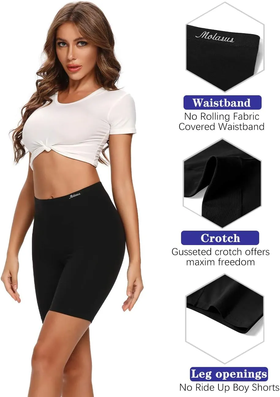 Molasus Womens Cotton Boxer Shorts Underwear Anti Chafing Bike Shorts(Regular & Plus Size)