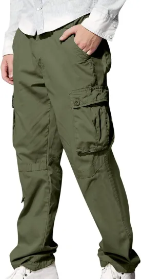 Muscularfit Cargo Pants for Men Outdoor Fashion Cotton Solid Tactical Trousers Multi Pockets Regular Fit Sport Sweatpants