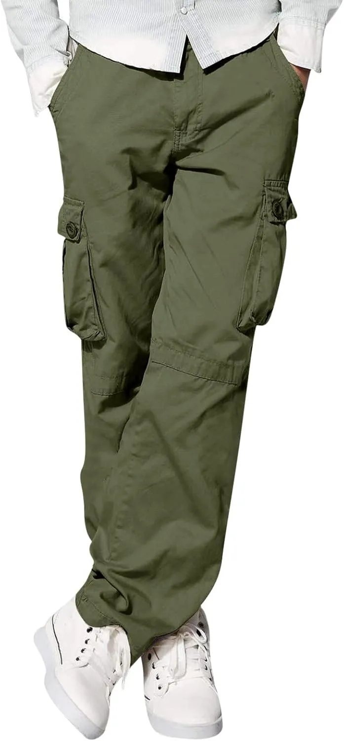 Muscularfit Cargo Pants for Men Outdoor Fashion Cotton Solid Tactical Trousers Multi Pockets Regular Fit Sport Sweatpants