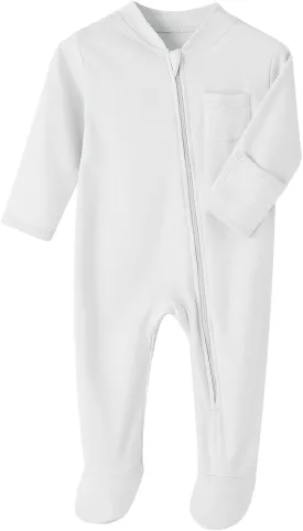 New Born Romper, Baby Bodysuit Jumpsuit, 100% Cotton Long Sleeve with Mitten Cuff and Footies for 0-12 Months