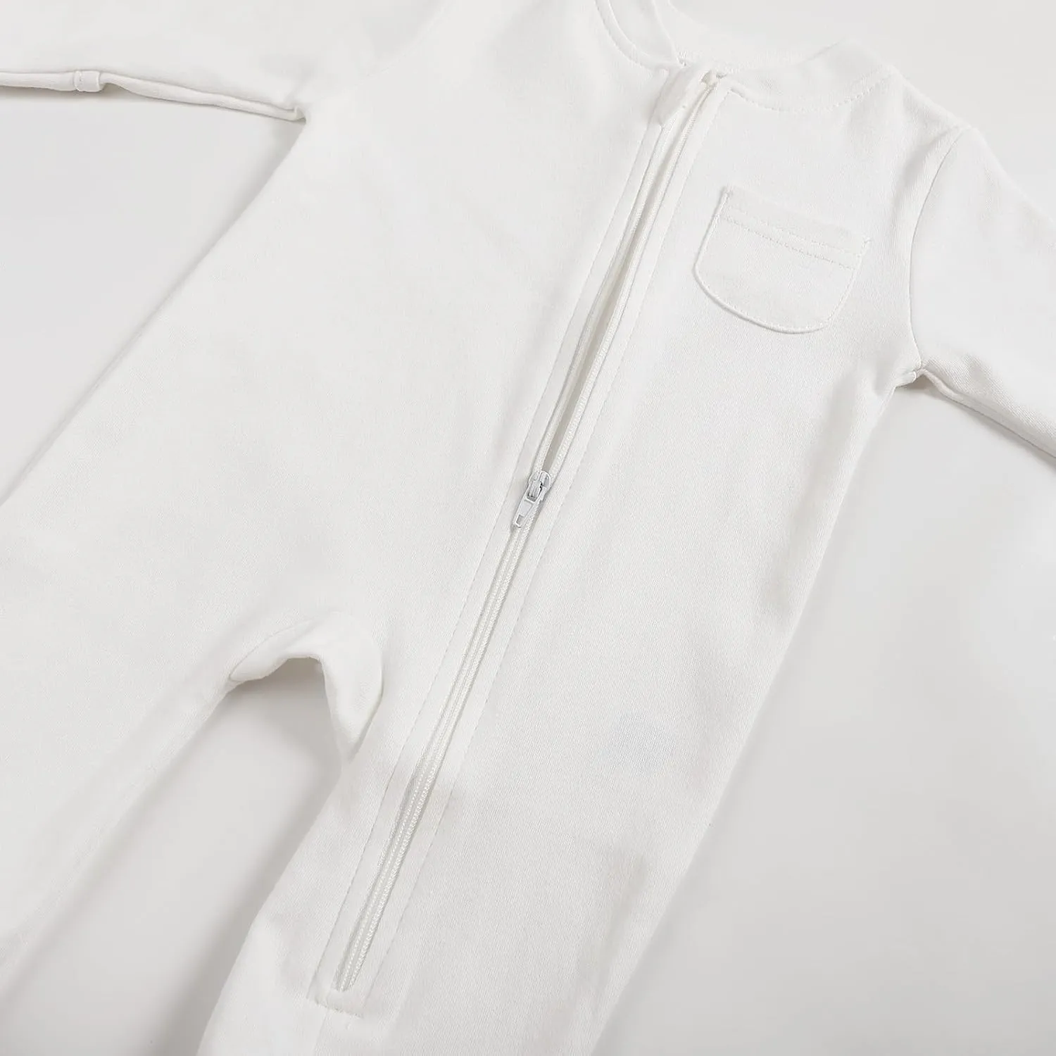 New Born Romper, Baby Bodysuit Jumpsuit, 100% Cotton Long Sleeve with Mitten Cuff and Footies for 0-12 Months