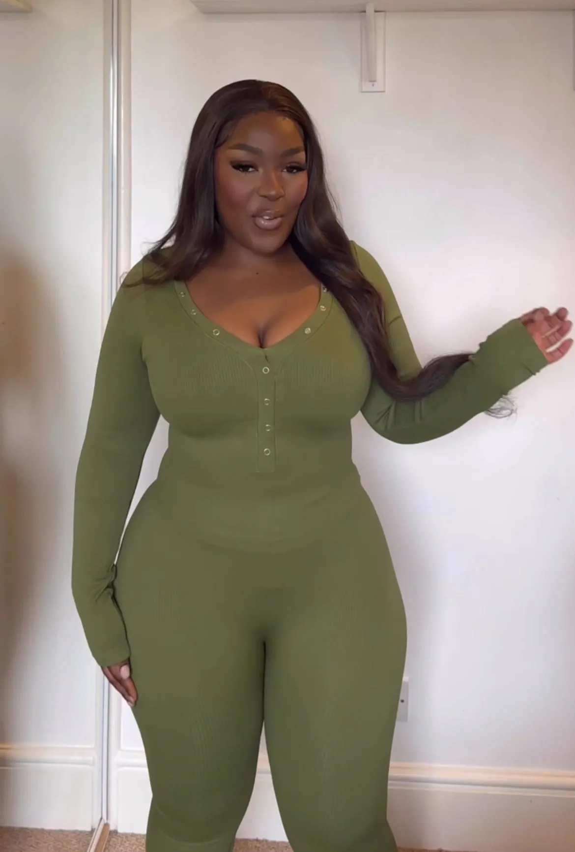 NEW! GWB Cozee Loungewear Jumpsuit Bodysuit Green