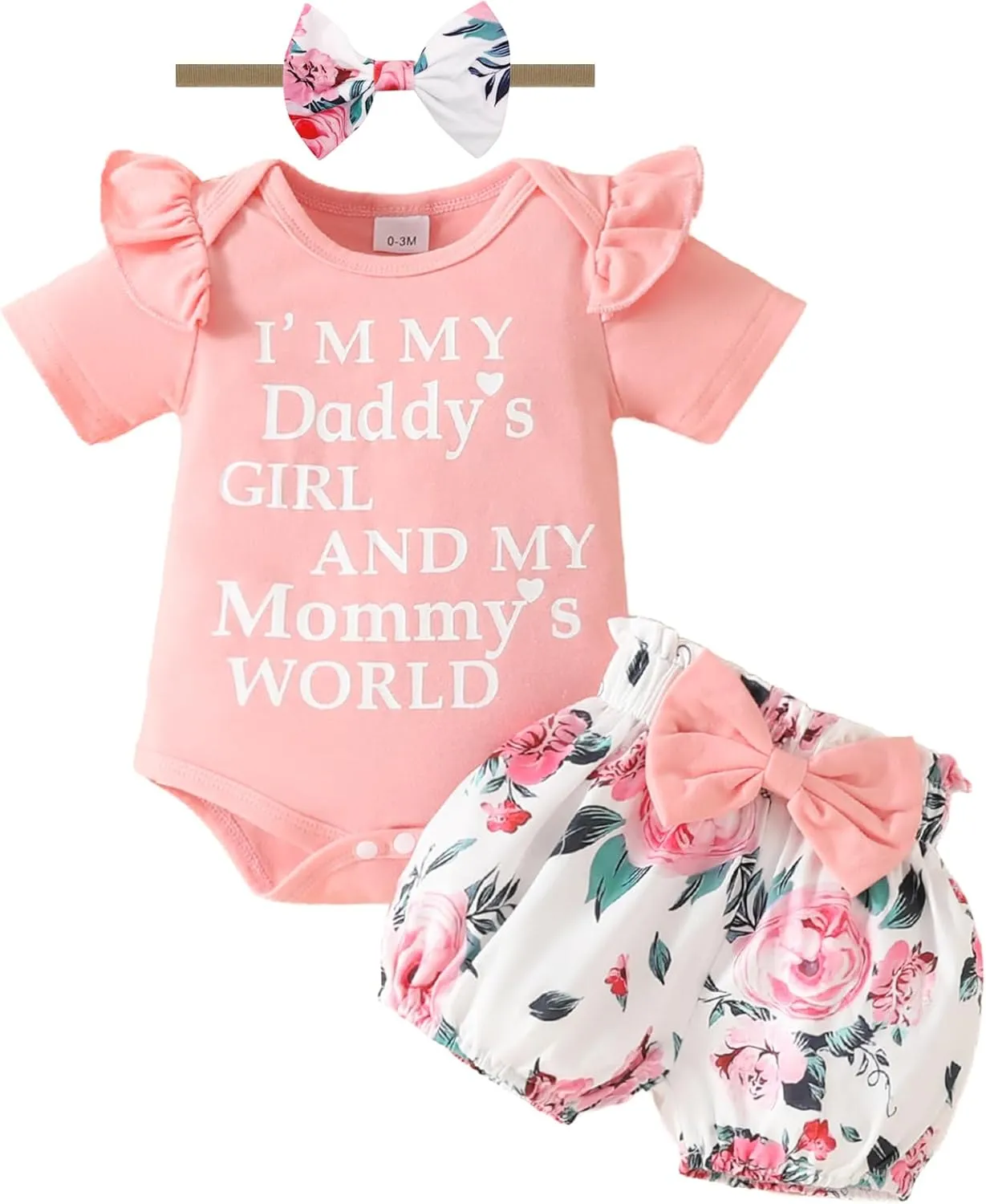 Newborn Girl Outfits Baby Girl Summer Clothes Ruffle Romper Pant with Headband Set Infant Bodysuits