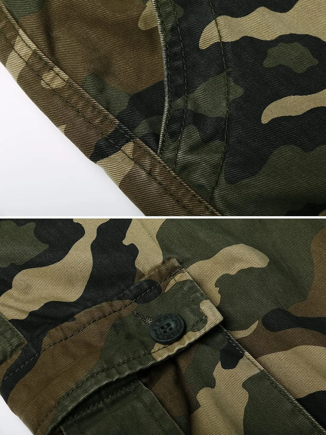 OCHENTA Men's Cotton Casual Cargo Work Pants Baggy Camo Tactical Combat Trousers with 8 Pockets (No Belt)