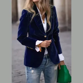 One Button Lapel Collar Long Sleeve Blazer