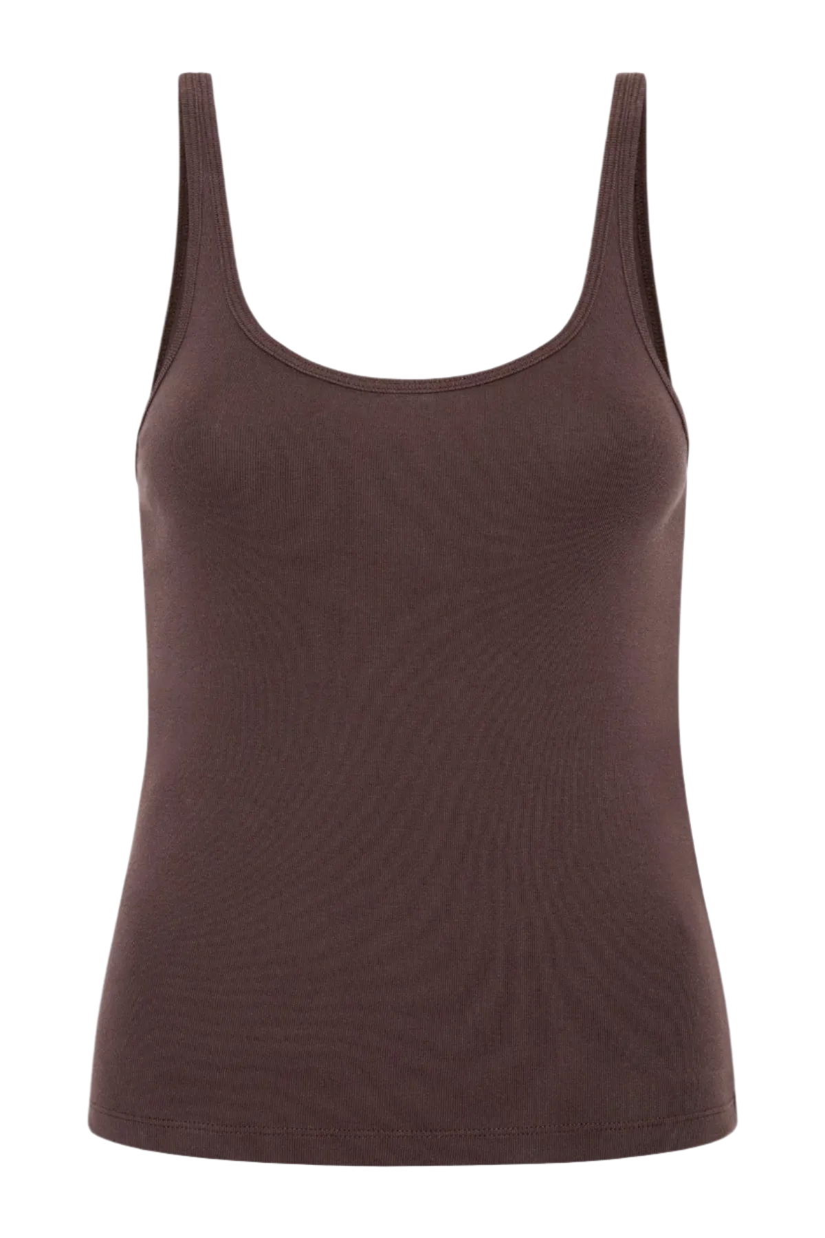 Organic Cotton Slim Scoop Tank - Raisin