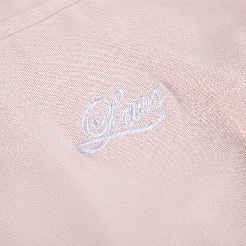 Pink Lace Up Bandage Long Sleeve Top