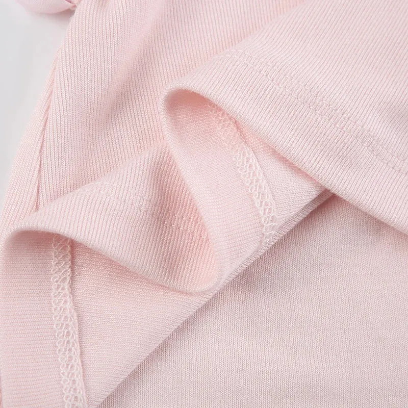 Pink Lace Up Bandage Long Sleeve Top
