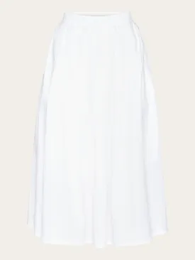 Poplin pleated mid-length skirt - Bright White