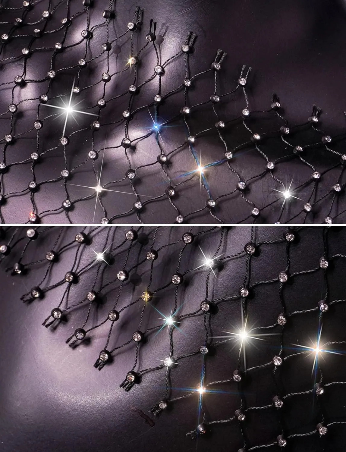 SEAUR Women's Sexy Fishnet Rhinestone Shirt See Through Hollow Out Mesh Cover up Sparkle Party Club Crop Tops