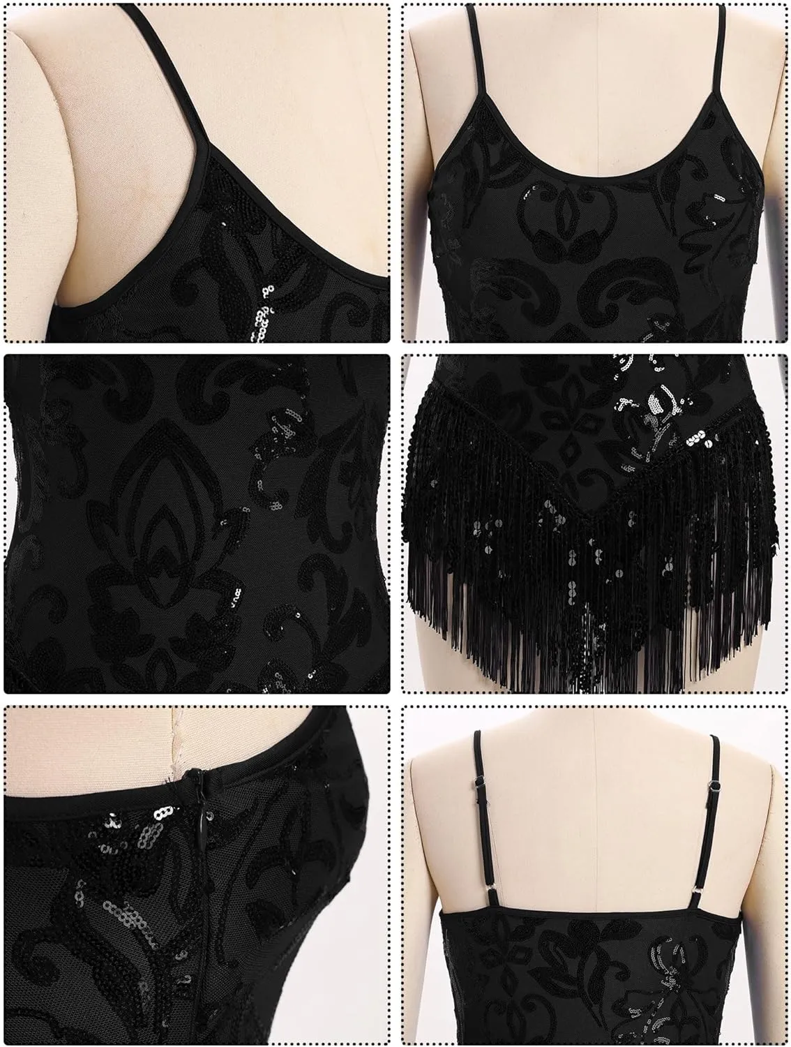 Sequin Fringe Bodysuit for Women Sparkly Tassel Romper Leotard Latin Jazz Dance Trapeze Artist Acrobat Costume Rave Outfits