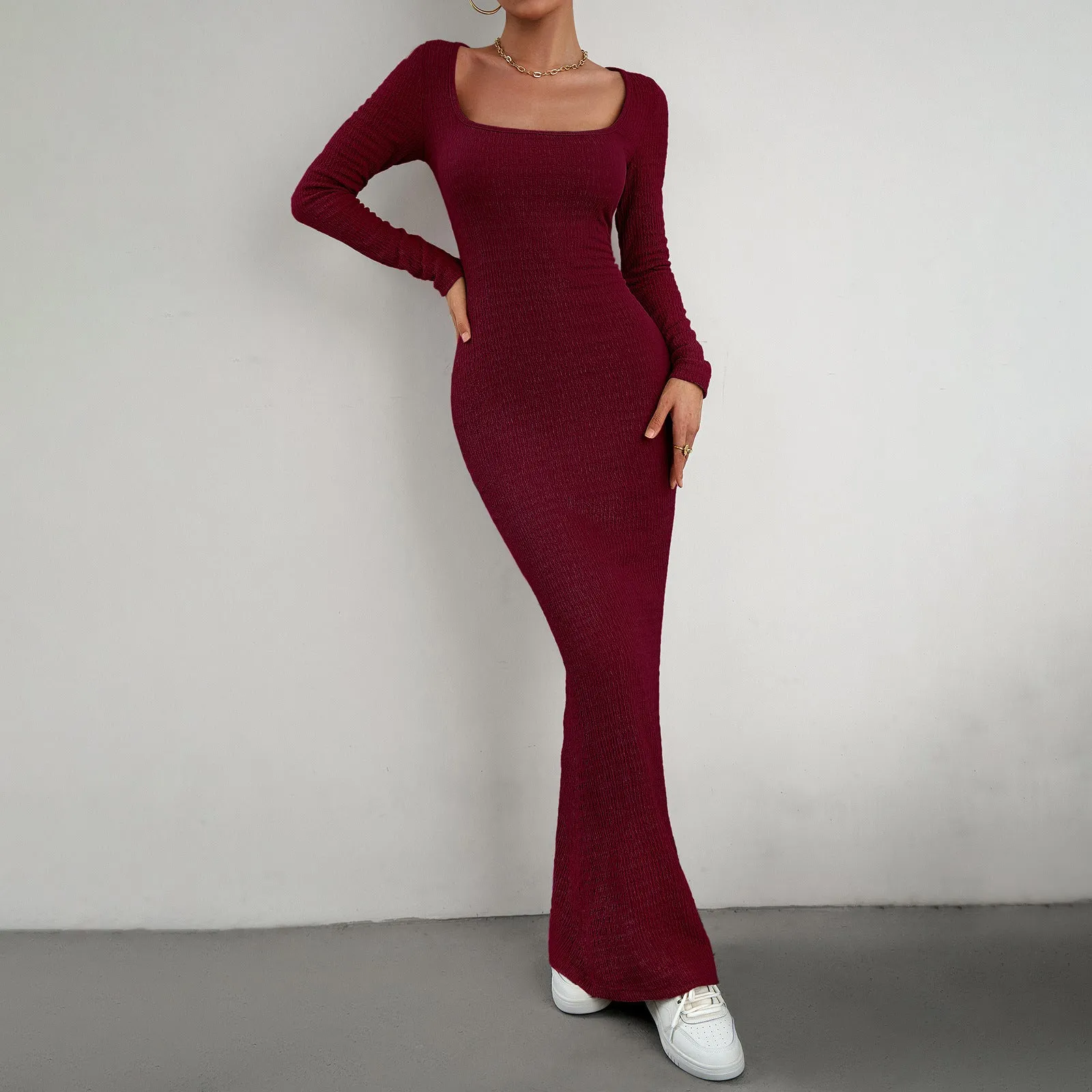 Slim Fit Knitted Long Dress