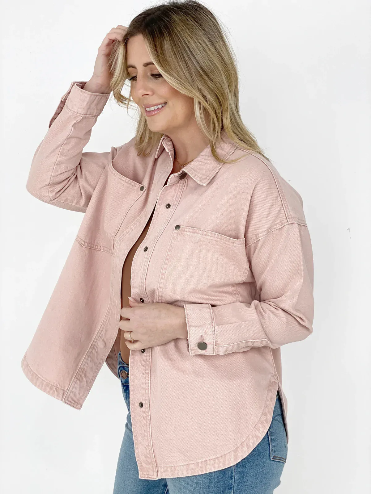 Solid Cotton Twill Shacket