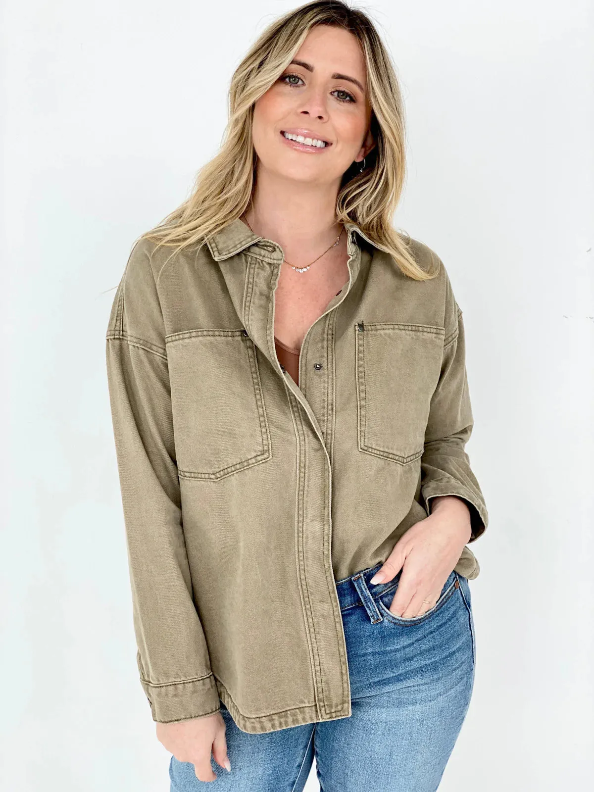 Solid Cotton Twill Shacket
