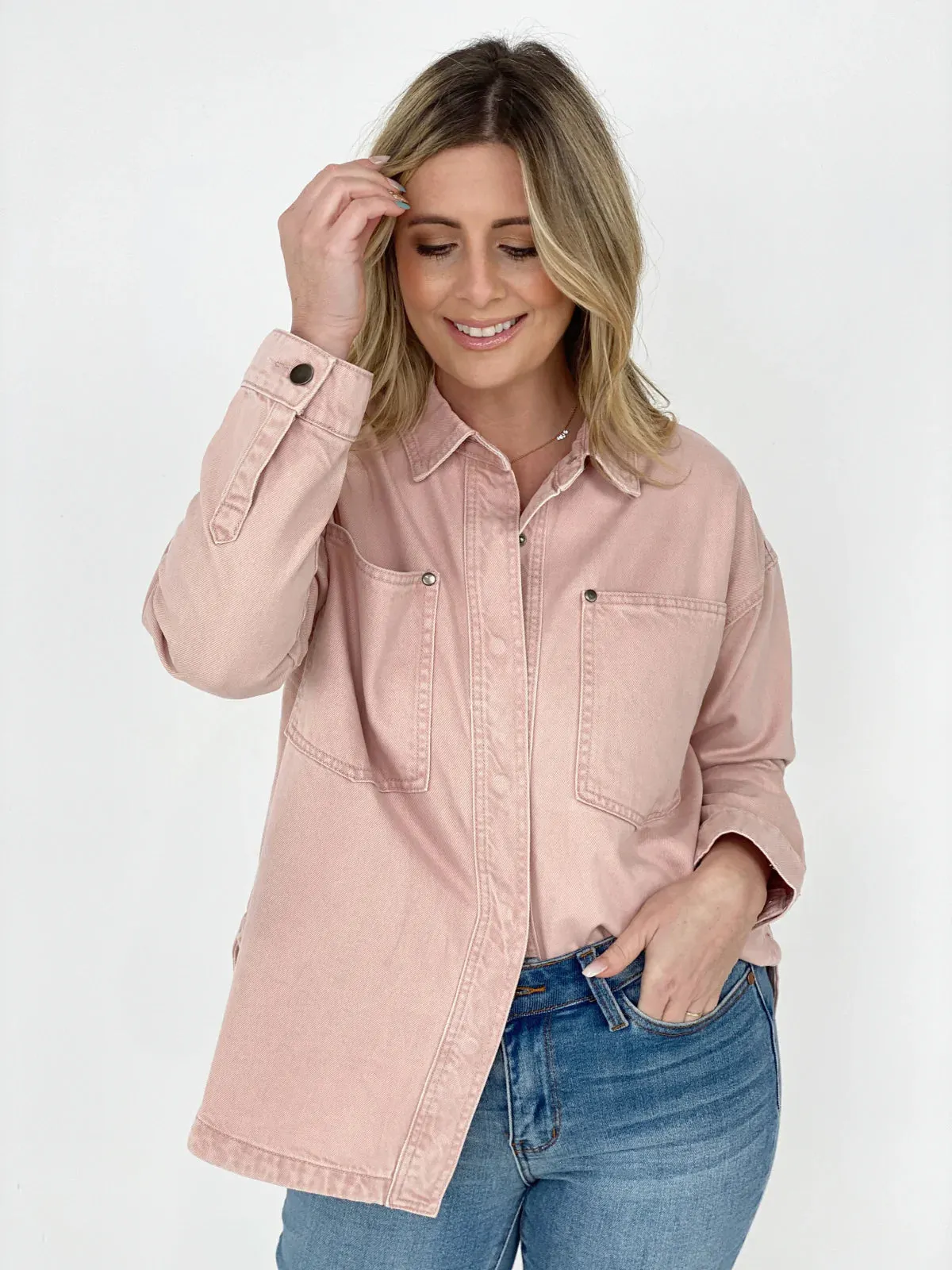 Solid Cotton Twill Shacket