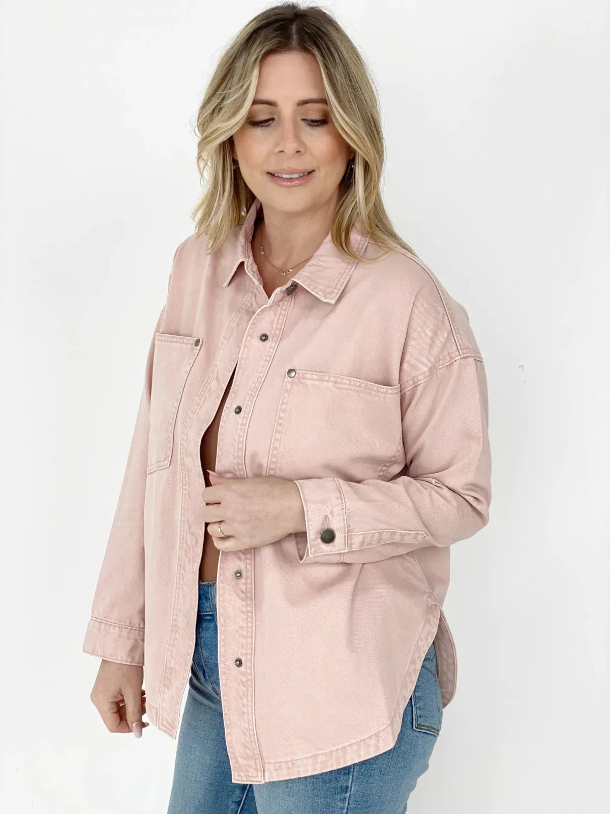 Solid Cotton Twill Shacket