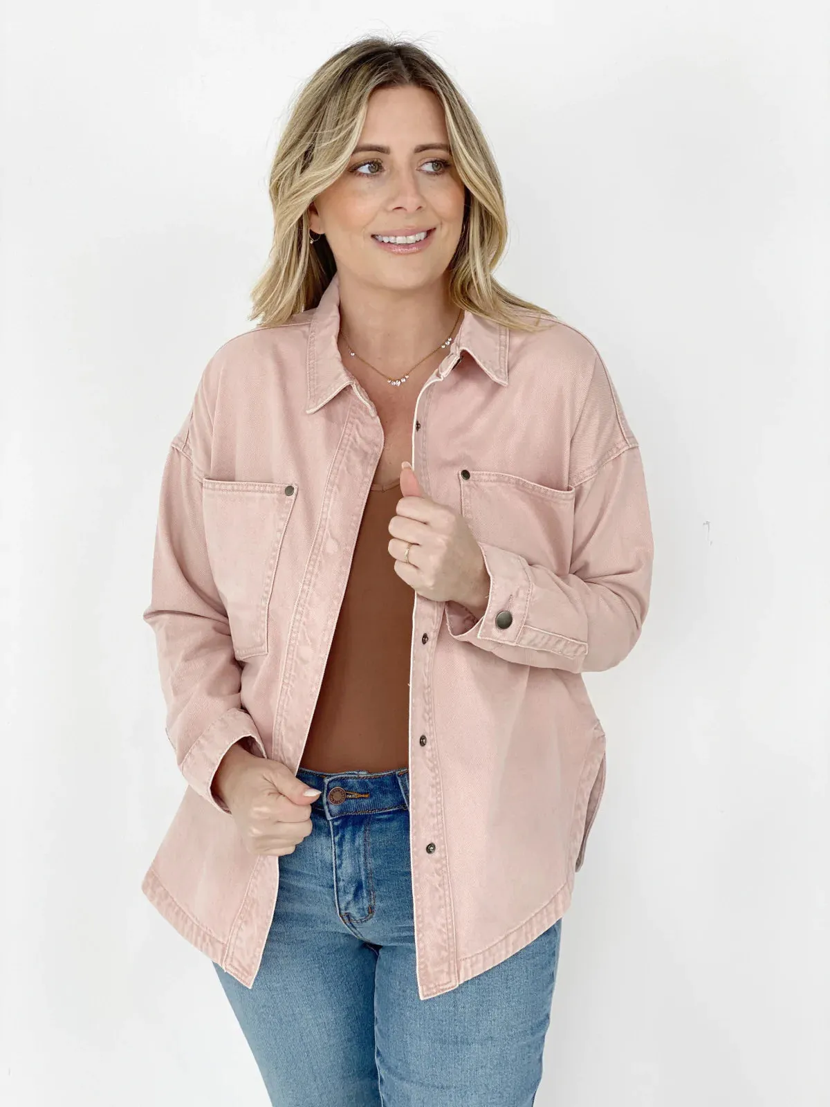 Solid Cotton Twill Shacket